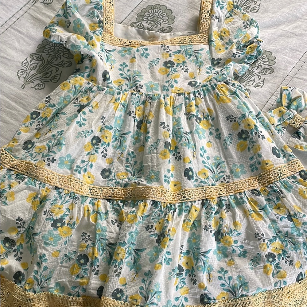 Joie Floral Kids Dress - Yellow and Blue